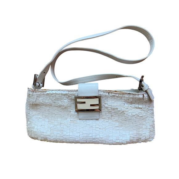 Fendi Textured White Crossbody Bag - Picture 1 of 6